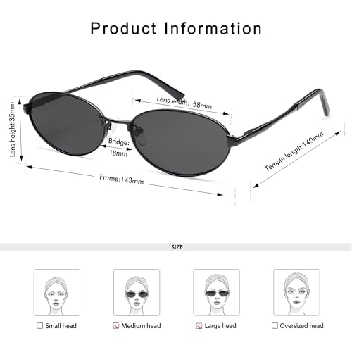Appassal Retro Oval Sunglasses for Women Mens with Spring Hinge Sunnies AP3696 - color: A5 Black/Grey&gun/Orange