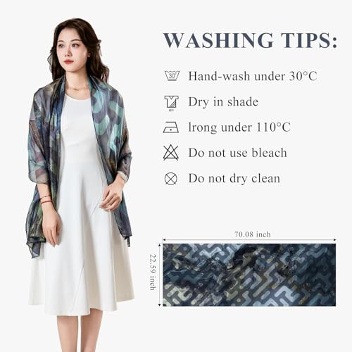 Lightweight Chiffon Scarf for Women 25x70 Inches – Sheer Summer Shawl Wrap, Boho Head Scarf, Travel Beach Cover Up, Elegant Evening Dresses Accessory