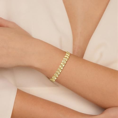 Tennis Mesh Bracelet 14K Gold/Sterling Silver Plated Copper Dainty Adjustable Heart Clover Butterfly Charm Hand Bracelets for Women Brides Stackable Fashion Jewelry Wedding Prom Gift - style: B-GD