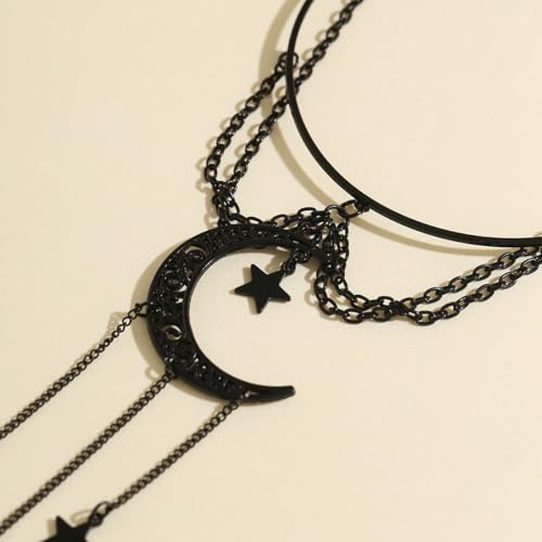 CJIAYUJEW Gothic Arm Cuff Punk Cross Cuff Bracelets Black Crystal Pendant Chain Multi-layer Open Arm Bracelet Summer Jewelry for Women - color: BlackB