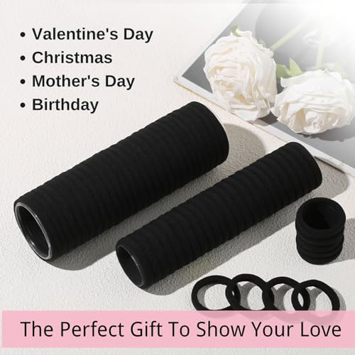 LuSeren 120PCS Black Hair Ties for Thick Hair – Seamless No Damage Elastic Ponytail Holders, Black Hair Band,Bulk Nylon Hair Elastics for Women - color: Black