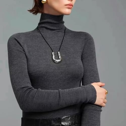 Frodete Statement Necklace for Women Chunky Gold Necklaces Long Pendant Necklace Boho Necklaces Gold Pendant Jewelry Cowboy Chic Style Cowgirl Outfit - color: Z5:Silver U Necklace