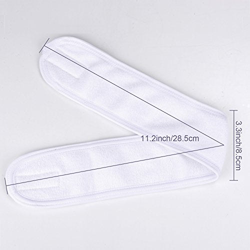 Whaline Spa Facial Headband Head Wrap Terry Cloth Towel, 4 Counts, White | Stretch, for Bath Makeup and Sport - color: Whilte