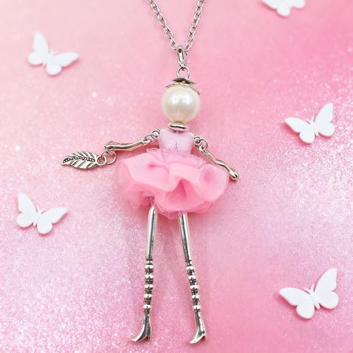 Crystal Paris Doll Necklace for Women, Handmade Cute Dress Long Chain Pendant Necklace Prom Costume Jewelry - style: 21