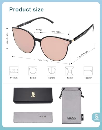 SOJOS Sunglasses Womens Trendy 2025 Classic Round Retro Vintage Shades Large Frame Sunnies SJ2067 - color: Pink