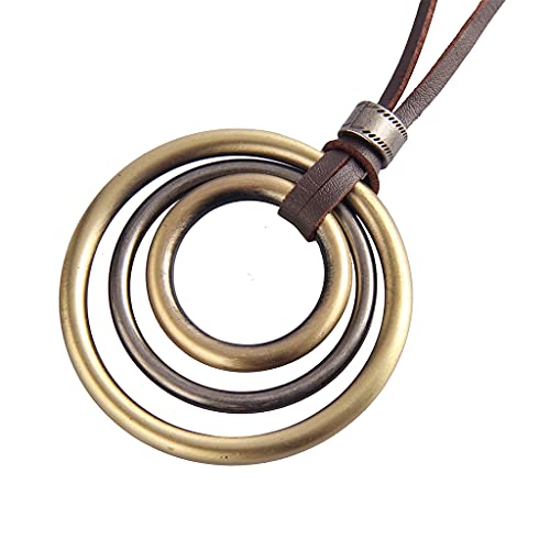 GelConnie Leather Cord Necklace Chain Multilayer Wooden Pendant Necklaces Vintage Jewelry Boho Long Sweater Necklace for Women Men - color: Leather Cord Necklace