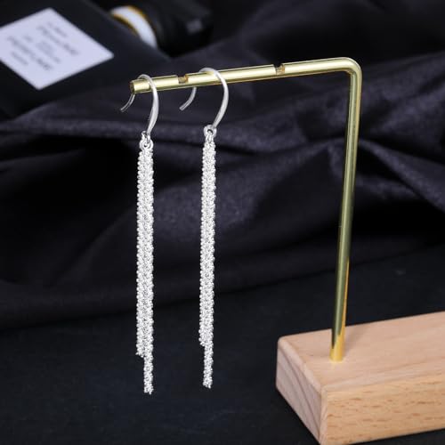 Long Dangle Earrings for Women 925 Sterling Silver/14K Gold Plated Tassel Chain Dangle Drop Earrings for Women Dainty Minimalist Dangling Drop Earrings for Prom Party Jewelry - style: Chain-1-Silver