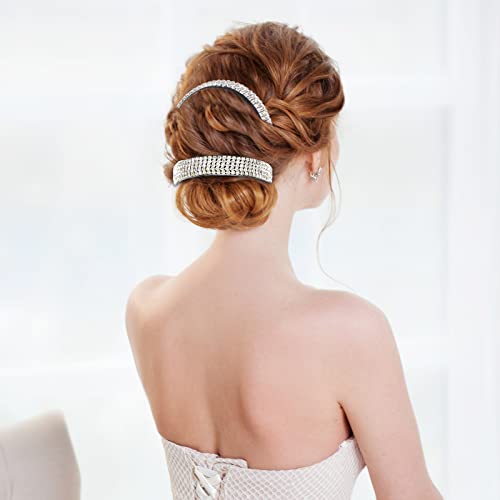 Dilunave 4 Pack Rhinestone Hair Accessories Hair Clips Holder Birds Nest Clip Glitter Bun Cover Claw Clips for Buns Ponytail Holder Accessories Gift for Women Girls