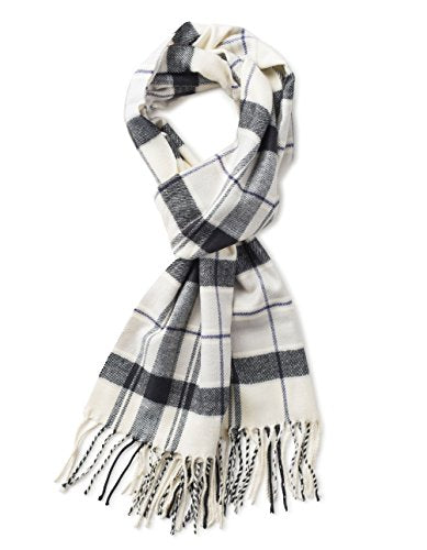 VERONZ Super Soft Classic Cashmere Feel Winter Scarf - color: White Black Plaid