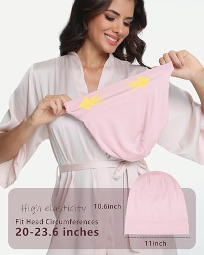 100% Mulberry Silk Bonnet for Sleeping Women Men, Real Silk Lined Bonnets for Curly Hair, Braid Sleep Cap Black Womens - color: Pink