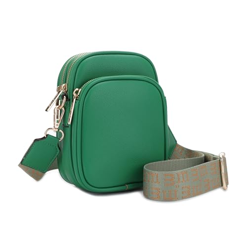 Mali+Lili, Josie Triple Zip Crossbody Bag - color: Webbing_kelly Green