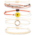 Sunflower Friendship Bracelets Boho Stackable String Bracelets Cute Trendy Gifts for Teen Girls Women - color: Beige