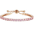 CiNily Adjustable Tennis Bracelets for Women Teen Girls Rainbow Cubic Zirconia Bracelet 14K White Gold Plated Hypoallergenic Slider Bracelet Jewelry Gift - color: Adjustable bracelet-pink