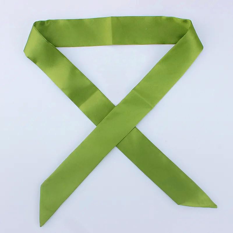 10 Pcs Long Thin Small Skinny Scarf Satin Neck Tie Ribbon Choker for Women Girls - color: Army Green