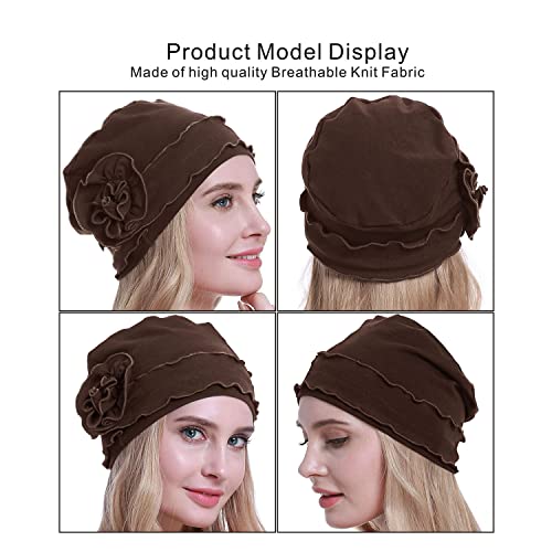 osvyo Chemo Headwear Turban Cap for Women - Cancer Beanie Hair Loss Sealed Packaging - color: Cotton-light-coffee