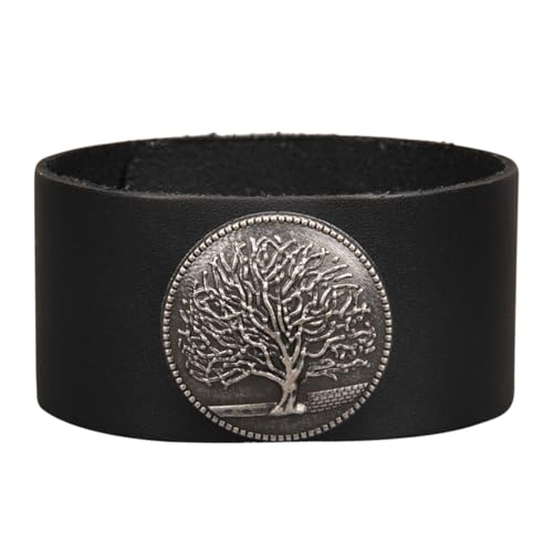 GelConnie Punk Leather Cuff Bracelet Adjustable Straps Wrap Bracelets Arm Armor Cuff Gothic Leather Wristbands for Men, Women - color: MLPB110-Black