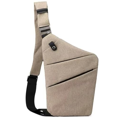 Crossbody Travel Bags for Women, Anti Theft Proof Safe Slim Sling Travel Purses, Personal Flex Shoulder Bag for Men Women - color: Khaki, size: Left Shoulder