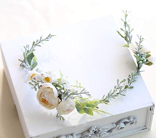 Flower Crown Greenery Boho Headband Festival Wedding Flower Girl Headpiece Wreath Photo Hair Prop Headpiece