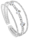 Women's Multi-Layer Rhinestone Cuff Bracelet Sparkling Crystal Tennis Bangle for Bridal Wedding Party - color: 1146 Silver
