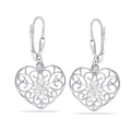 LeCalla 925 Sterling Silver Leverback Drop Earrings | Lightweight Italian Teardrop Dangle Earring for Women - color: Filigree Heart Drop