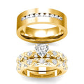 3Pcs Moissanite Wedding Rings Sets for Couples, s925 10K 14K 18K Real Gold Wedding Rings Sets for Him and Her, Customized Matching Engagement Bands Set for Men and Women Free Engraving - style: Style-10