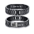 Custom Mens Bracelet Personalized Watch Band Engraved Name Bracelets for Men Customized ID Cuff Wristband Gift for Dad Husband - style: Black0-picture - 1.5cm