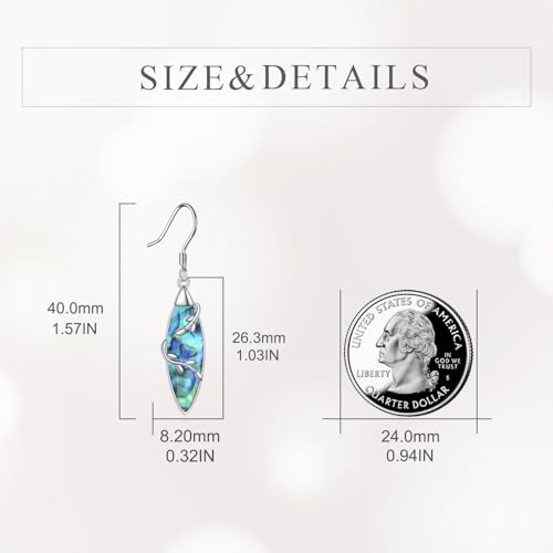 TIGER RIDER Abalone Shell 925 Sterling Silver Dangle Earrings Lightweight Filigree Dangle Drop Earrings for Women - style: Raindrop abalone