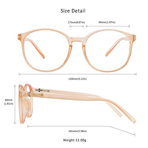 LifeArt Round Blue Light Blocking Glasses, Computer Glasses, Gaming Glasses, TV Glasses for Women Men (Champagne, No Magnification) - color: 08_days_champagne, size: +0.00(No Magnification)