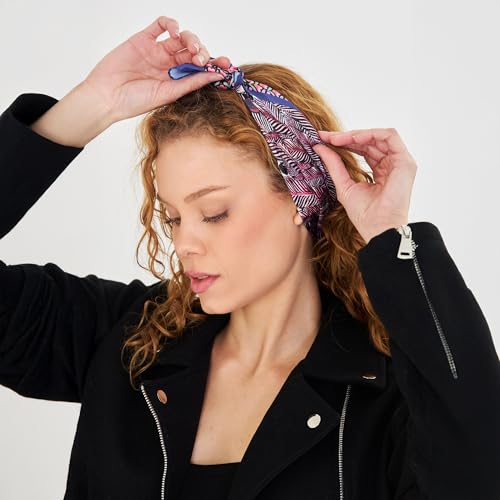 dscarf Womens Neck Scarf 21"x21" Small Square | Headband Scarf Ethnic Bandana Head Scarf Flowering Breathable Lightweight - color: Flowering Design 36