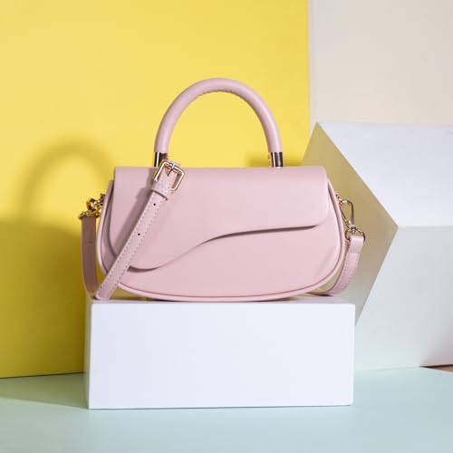 Milan Chiva Small Top Handle Purse for Women Elegant Crossbody Bag with Adjustable Strap for Evening Party & Daily Use - color: Pink