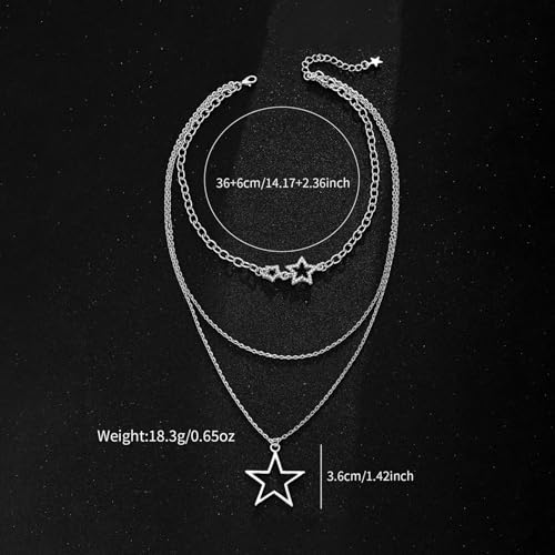 Gold Necklace Stack, Gold Plated and Silver Chunky Layered Necklaces for Women Exquisite Vintage Stackable Coins Medal Star Diamond Pearl Pendant Women's Jewelry (Gold/Silver) - color: Silver