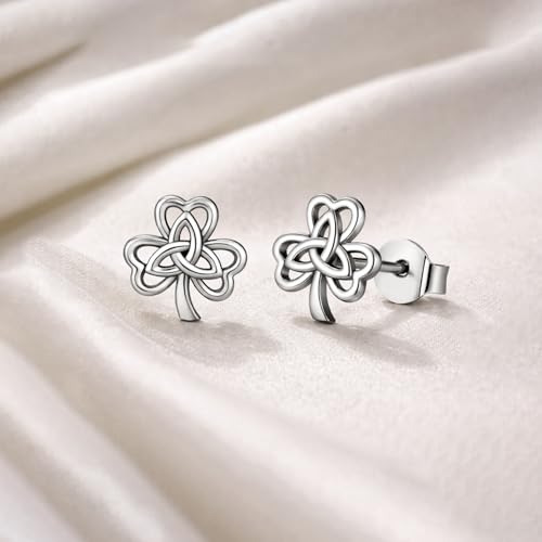 LeCalla 925 Sterling Silver Knot Stud Earrings Jewelry | Italian Design Love Knot Stud Earring | Celtic Knot Stud Earrings for Women - color: Shamrock Earrings Love_Knot