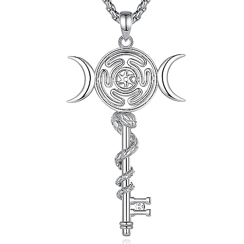INFUSEU Mystical Hecate Triple Moon Goddess Necklaces, Divine Feminine Protection Gifts - style: Hecate Key