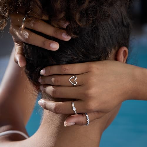 STORYJEWELLERY 925 Sterling Silver Rings, Heart Ring, Silver Thumb Rings for Women, Promise Ring, Vintage Boho Jewelry