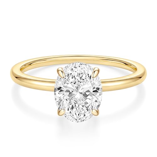 EAMTI 3CT 925 Sterling Silver Engagement Rings Oval Cut Solitaire Cubic Zirconia CZ Wedding Promise Rings for Her Wedding Bands for Women Size 3-11 - color: Brass-Gold