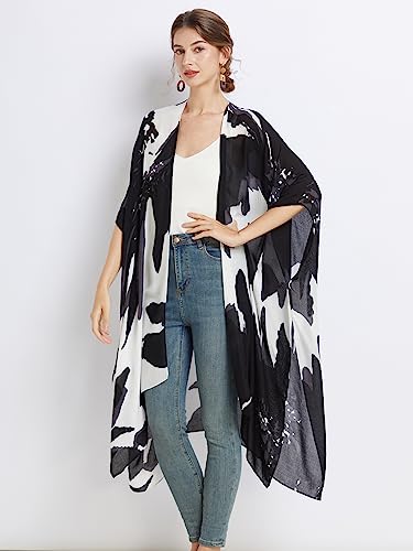 Kimonos for Women Casual Swimsuit Coverup Lightweight Boho Kimono Cardigans for Summer - color: Abstract Blossom