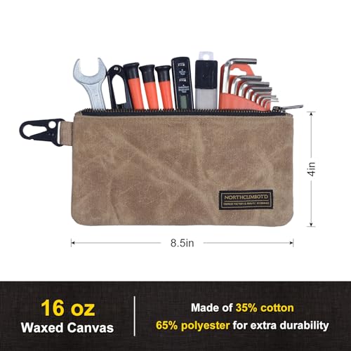 Small Tool Bag, Waxed Canvas Zippered Pouch, Tool Pouches with Zipper, Utility Small Tool Pouch for Tool Organizers and Storage, 8.5" x 4" - 4-Pack - color: 4 Pack Small
