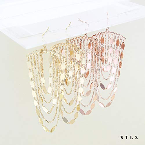 Bohemian Boho Tassel Dangle Drop Earrings for Women – Lightweight Filigree Gypsy Coin Chandelier Disc Charm Hoops – included Gift Box - style: Chandelier - Rose Gold