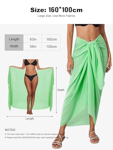QIANXIZHAN Women's Swimsuit Cover Up,Beach Sarong Wrap Bottom Coverup for Women Short Skirt - color: 1fruitgreen