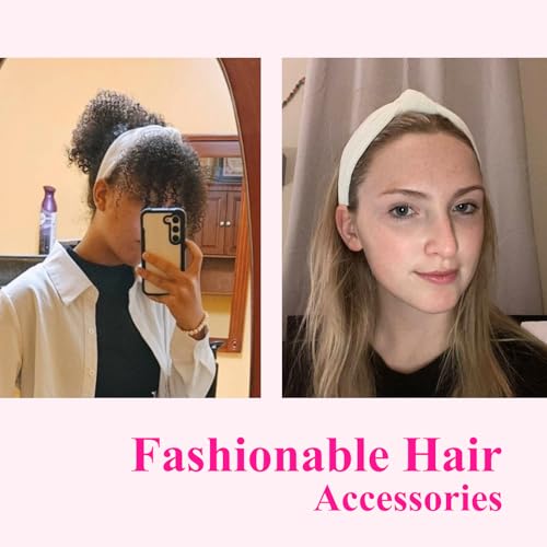 WOVOWOVO 4 Packs Knotted Headbands for Women, Fashion Wide Head Bands for Women's Hair Non Slip Boho Hairbands Red Pink White Hair Accessories - color: Pink Set