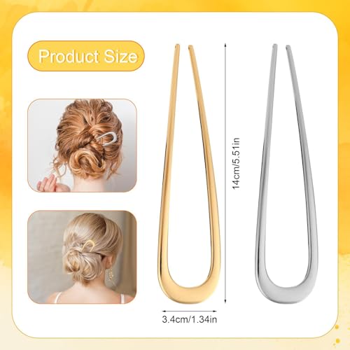 2 PCS U-Shaped Large 5.5 Inch metal hair pin,french hair pin,french hairpin,u pins for hair bun,hair pins for styling,hair pins for thick hair,bun pins