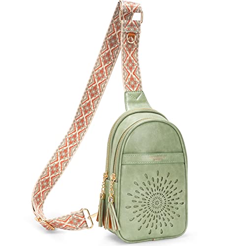 APHISON Small Sling Bag Fanny Packs Cell Phone Purse Vegan Leather Crossbody Bags for Women Chest Bag with Adjustable Strap Green - color: 04-green