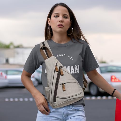 KL928 Canvas Sling Bag Small Crossbody Purse Casual Backpack for Men Women(Small Version, Leaden) - color: Medium-leaden