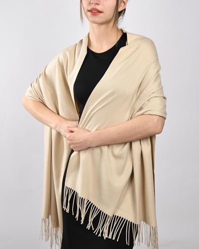 FURTALK Pashmina Shawl Wraps for Women Evening Dresses Blanket Scarves Fashion Scarf Wedding Gifts - color: Light Khaki