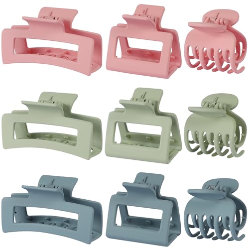 CHANDAT 3 Style Hair Accessories for Women: Medium Rectangle Clips for Thick Hair, Square Clips for Thin Hair - 9 pcs Colorful Set - color: Colorful