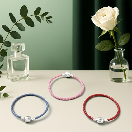 Adjustable Leather Bracelets, Leather Wrap Bracelets Leathers Cuff Bracelet Leathers Wristband for Women for DIY Craft Jewelry Making - style: Round String