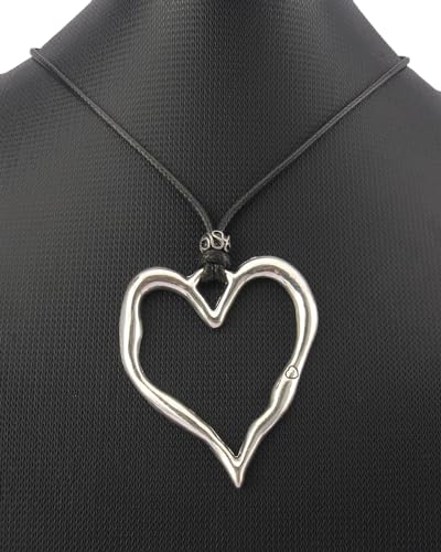Jeilwiy Leather Necklace for Women Funky Necklace Choker String Cord Necklace with Pendant Boho Style Jewelry - style: Heart Pendant
