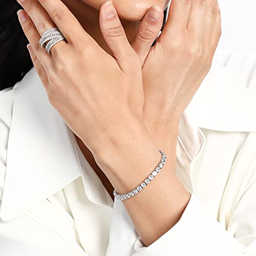 MDFUN 18k White Gold Plated CZ Tennis Bracelet, 4MM Cubic Zirconia Charm Bracelet for Women Men - style: 6.5" tennis bracelet