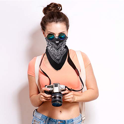 Blulu 12 Pack Neon Bandanas Bulk Multi Purpose Paisley Cowboy Bandanas for Men Women Headband Western Music Festival Rave - color: Black, White