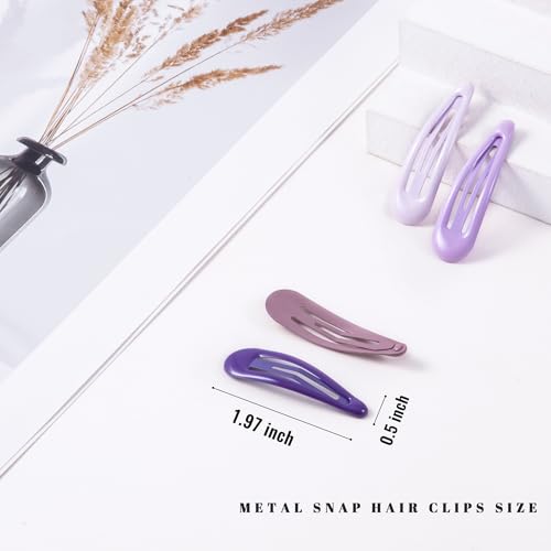 20 PCS Metal Snap Hair Clips Water Drop No Slip Barrettes for Women Bright Small Hair Clips For Thick And Thin Fine Hair,Multiple Purple,1.97 x 0.5 In. - color: Multiple Purple